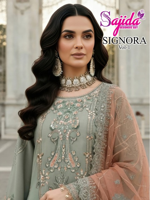 Sajida Signora Vol 1 Georgette Embroidery Pakistani Salwar Suits