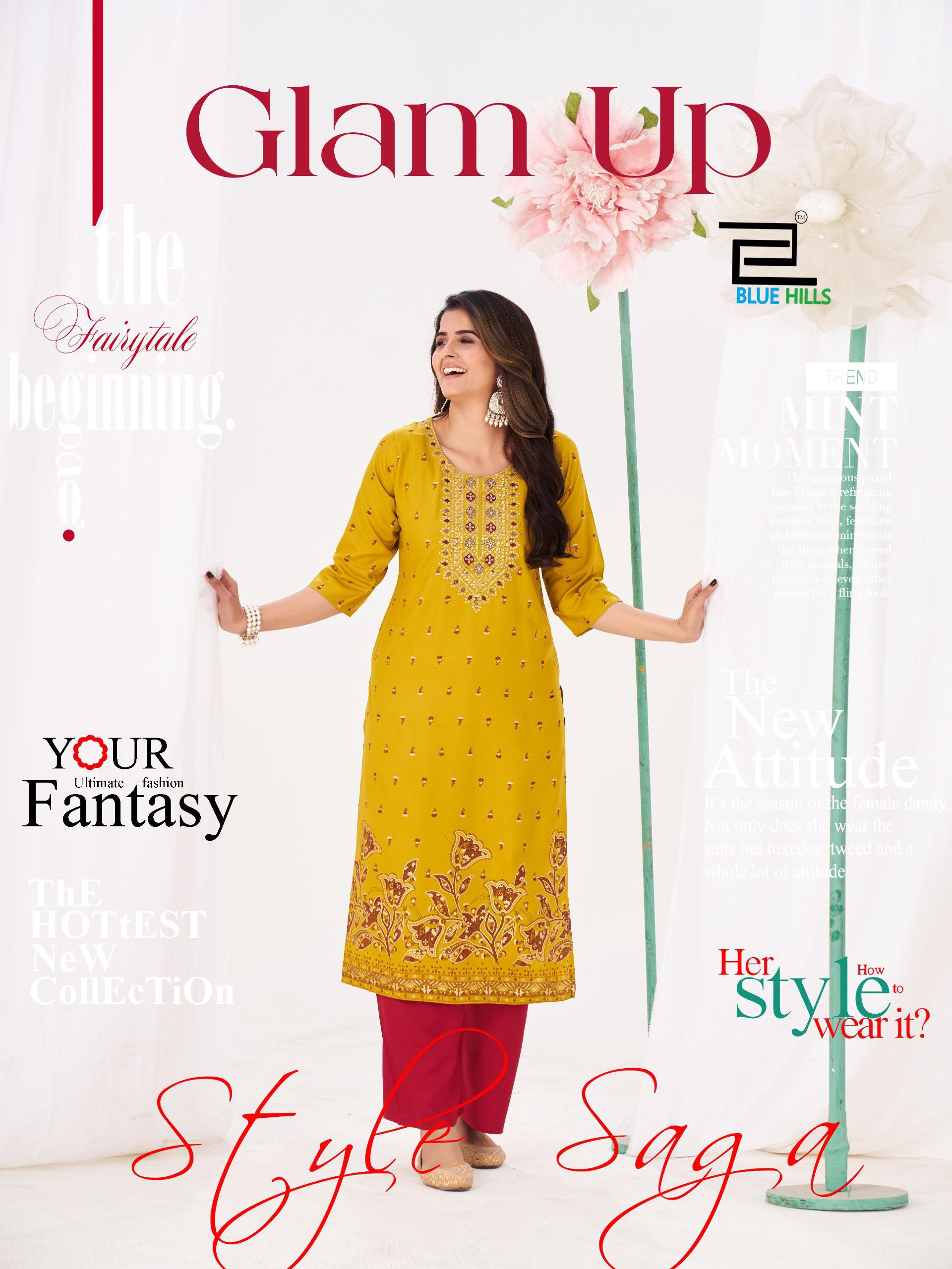 Blue Hills Glam Up Rayon Daily Wear Kurti And Plazzo Collection