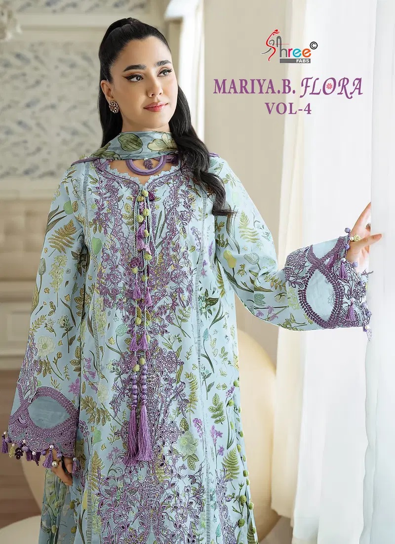 Shree Mariya B Flora Vol 4 Paksitani Salwar Kameez Cotton Dupatta