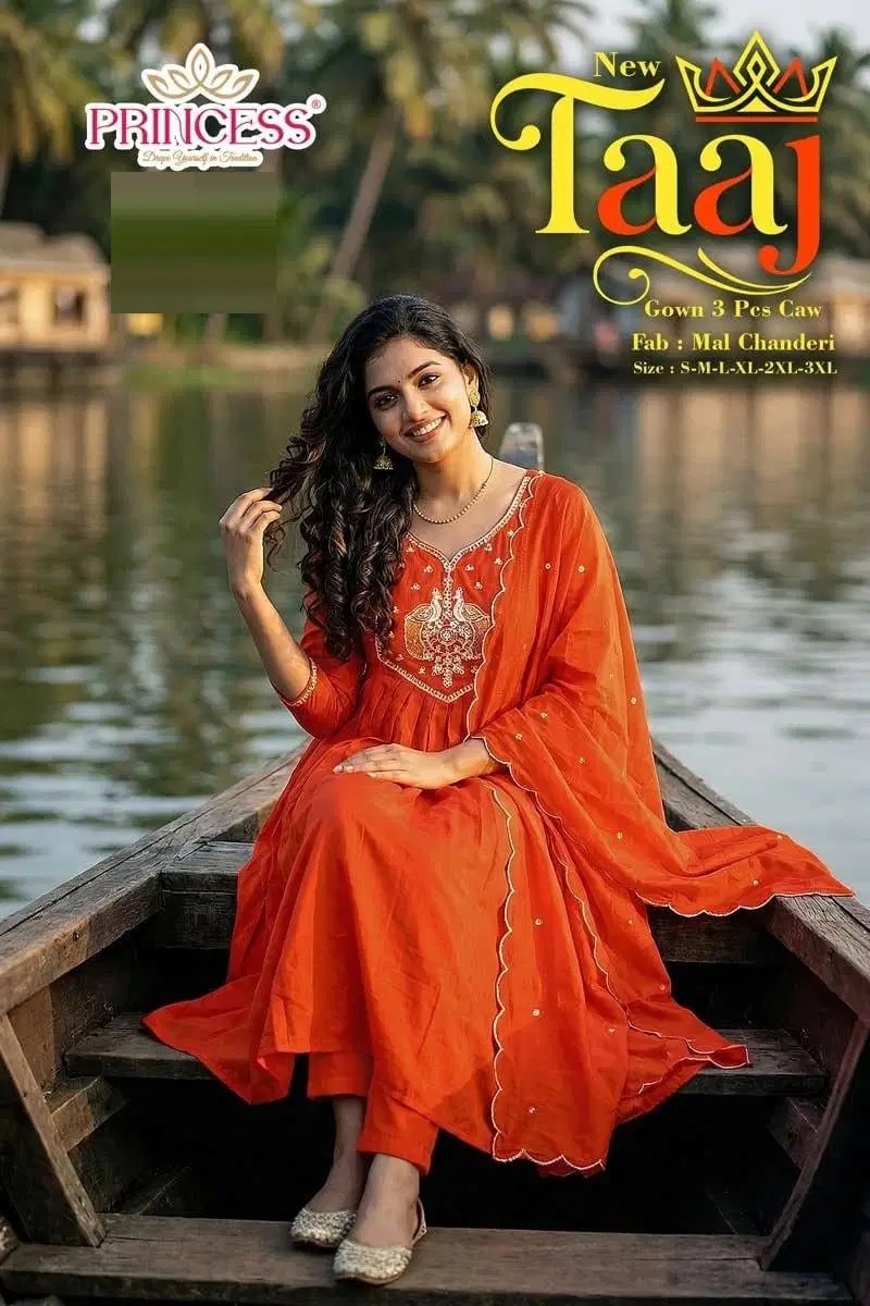 Princess New Taaj Mal Chanderi Designer Kurti Pant With Dupatta