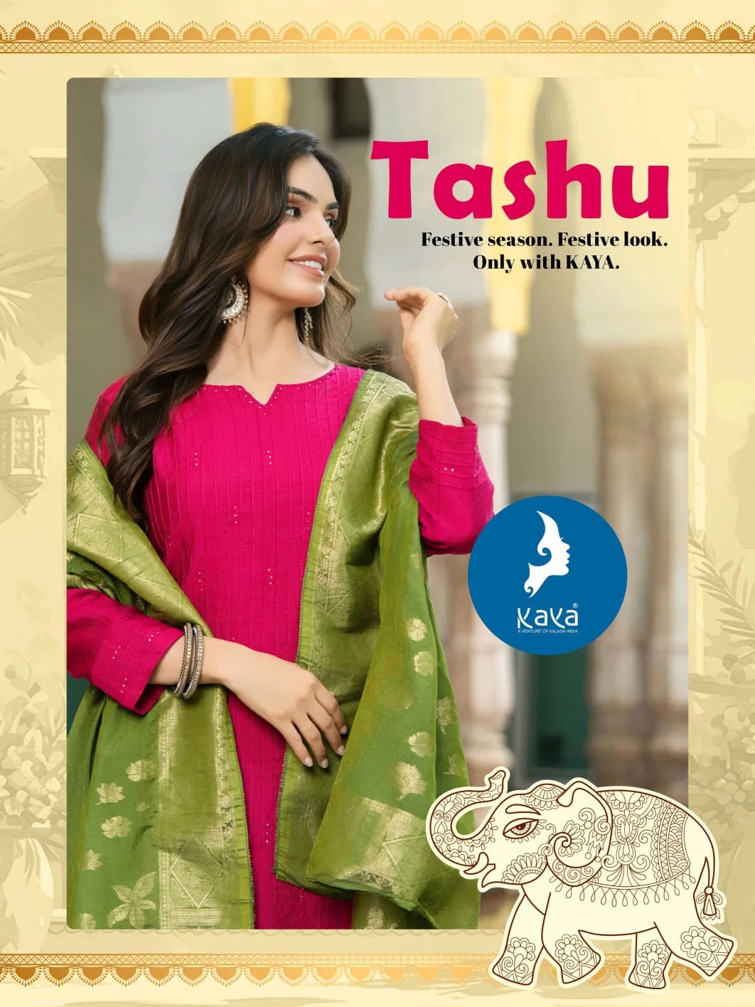 Kaya Tashu Vertican Designer Kurti Pant And Dupatta Collection