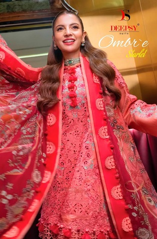 Deepsy Ombre Starlet Cotton Pakistani Salwar Suits Cotton Dupatta