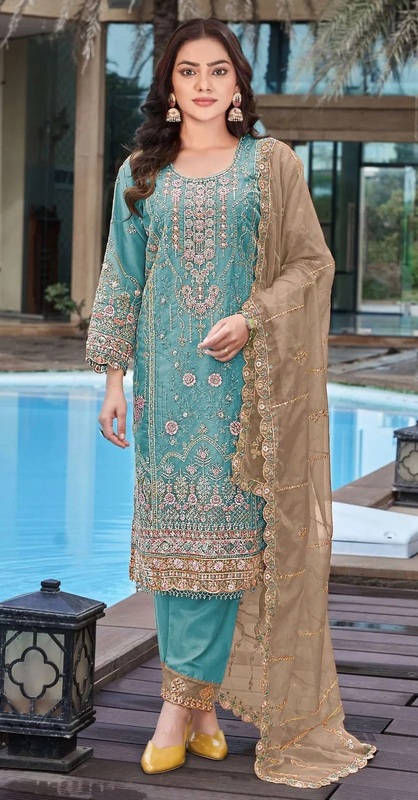 Bilqis B 242 A To D Organza Hand Work Pakistani Salwar Kameez