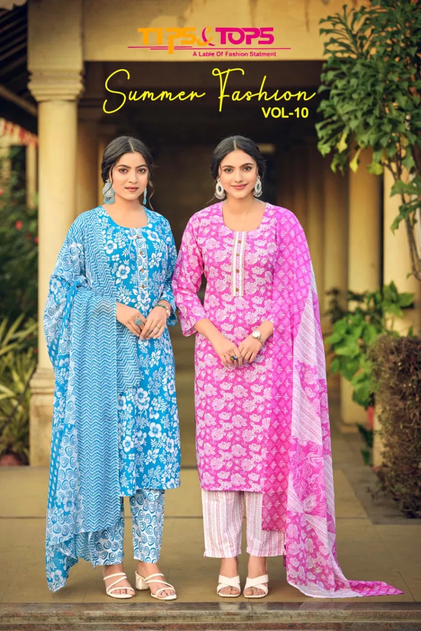 Tips And Tops Summer Fashion Vol 10 Cotton Kurti Bottom And Dupatta