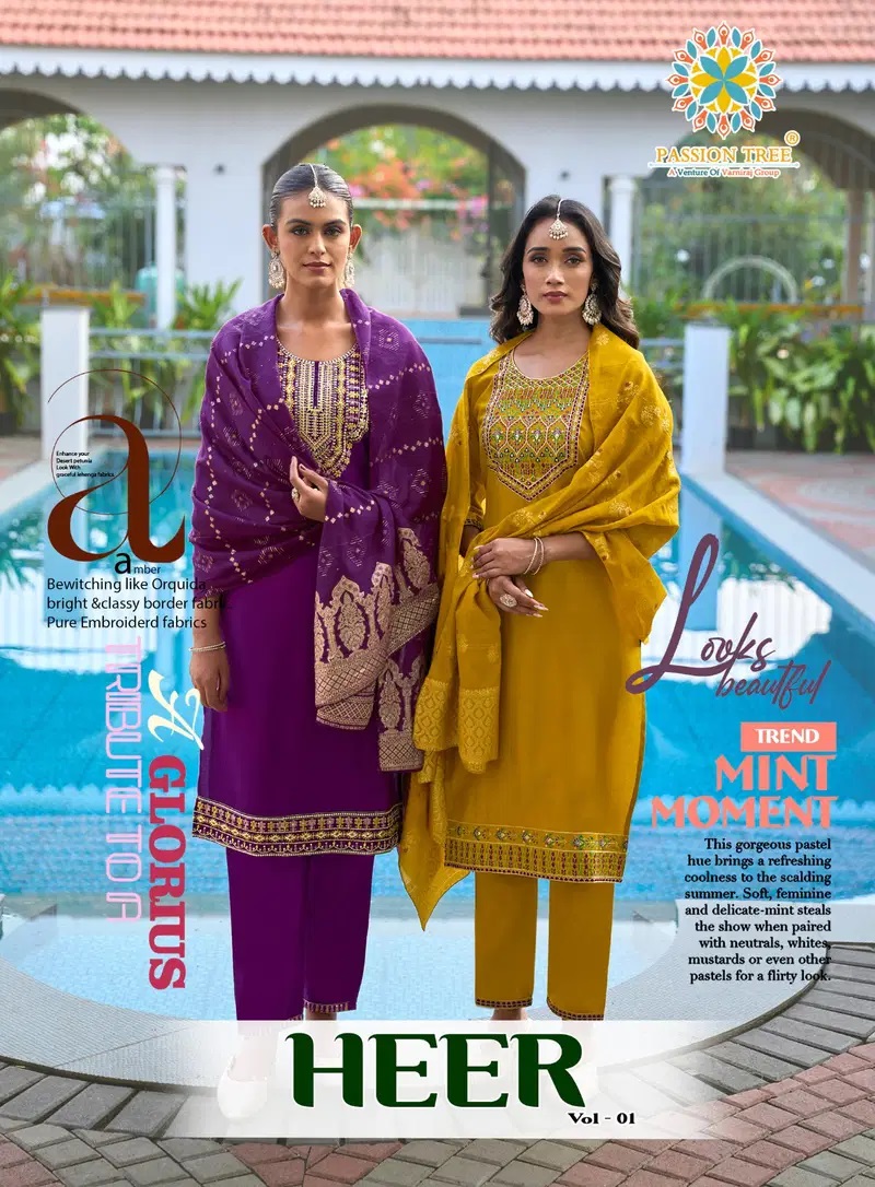 Passion Tree Heer Vol 1 Embroidery Kurti Bottom And Dupatta