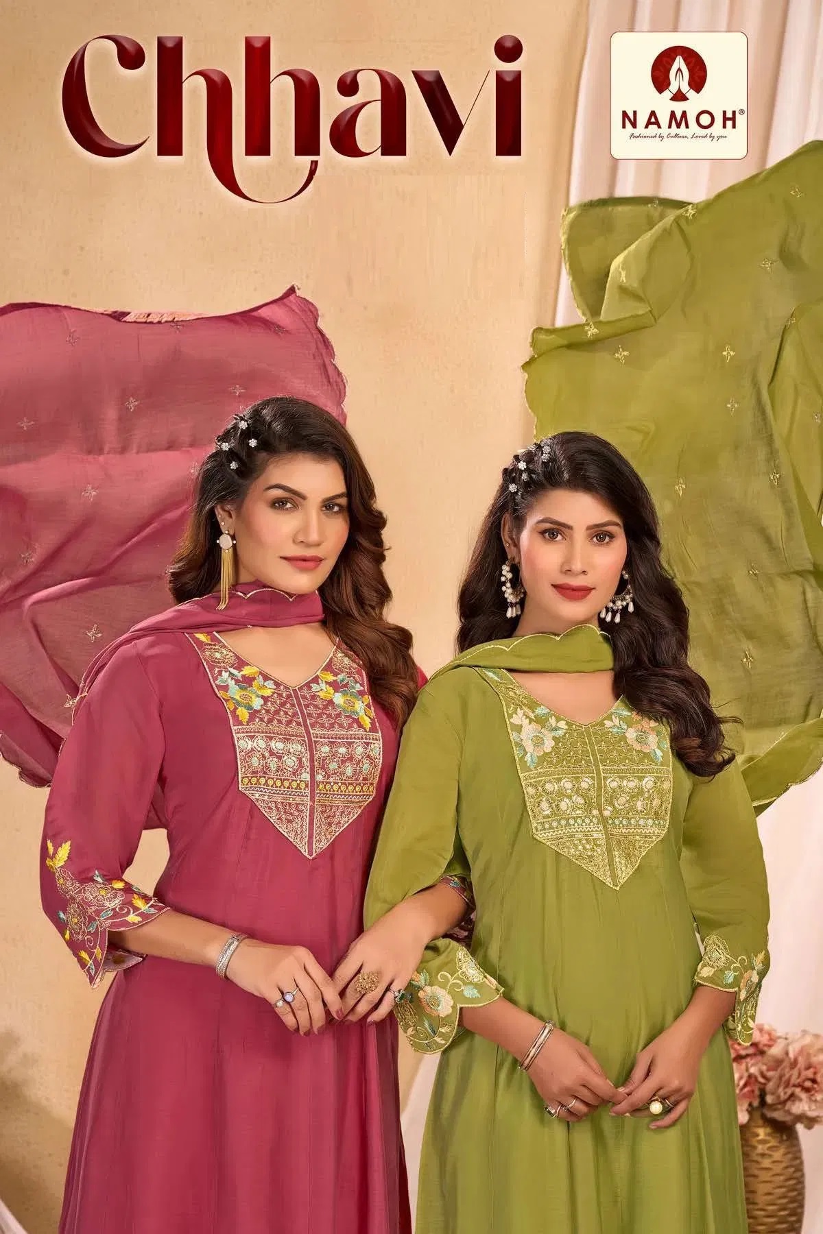 Namoh Chhavi Chanderi Anarkali Kurti Set Collection