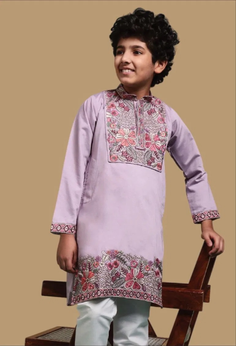 Clleora Shaahi Junior Threadwork Stylish Boy Kurta With Pant Online
