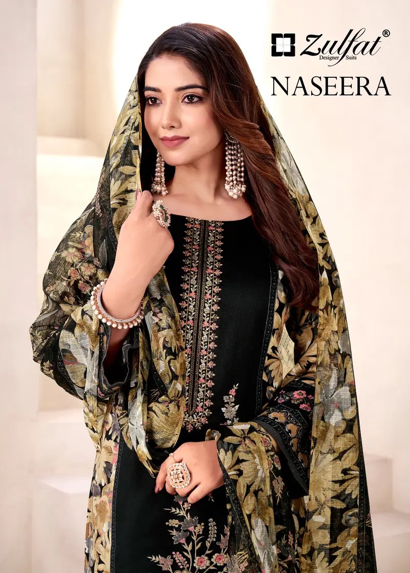 Zulfat Naseera Designer Print With Work Cotton Dress Material Collection