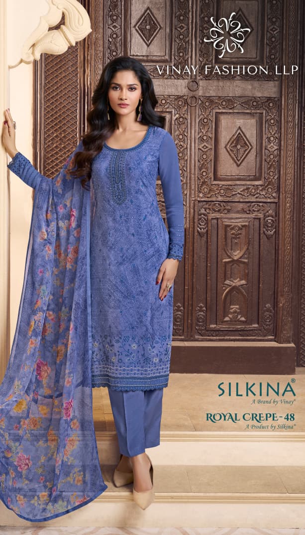 Vinay Silkina Royal Crepe 48 Crepe Designer Salwar Suits Collection