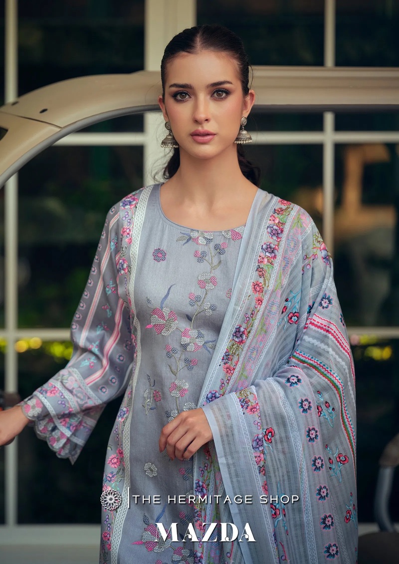 Hermitage Mazda Threadwork Embroidery Dress Material Collection