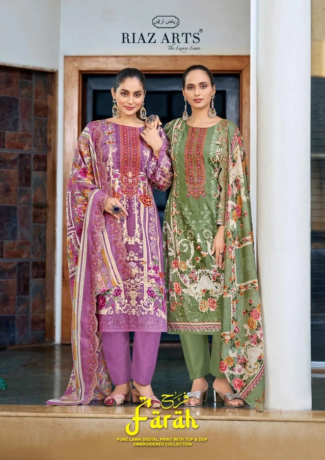 Riaz Arts Farah Cotton Embroidered Work Dress Material Collection