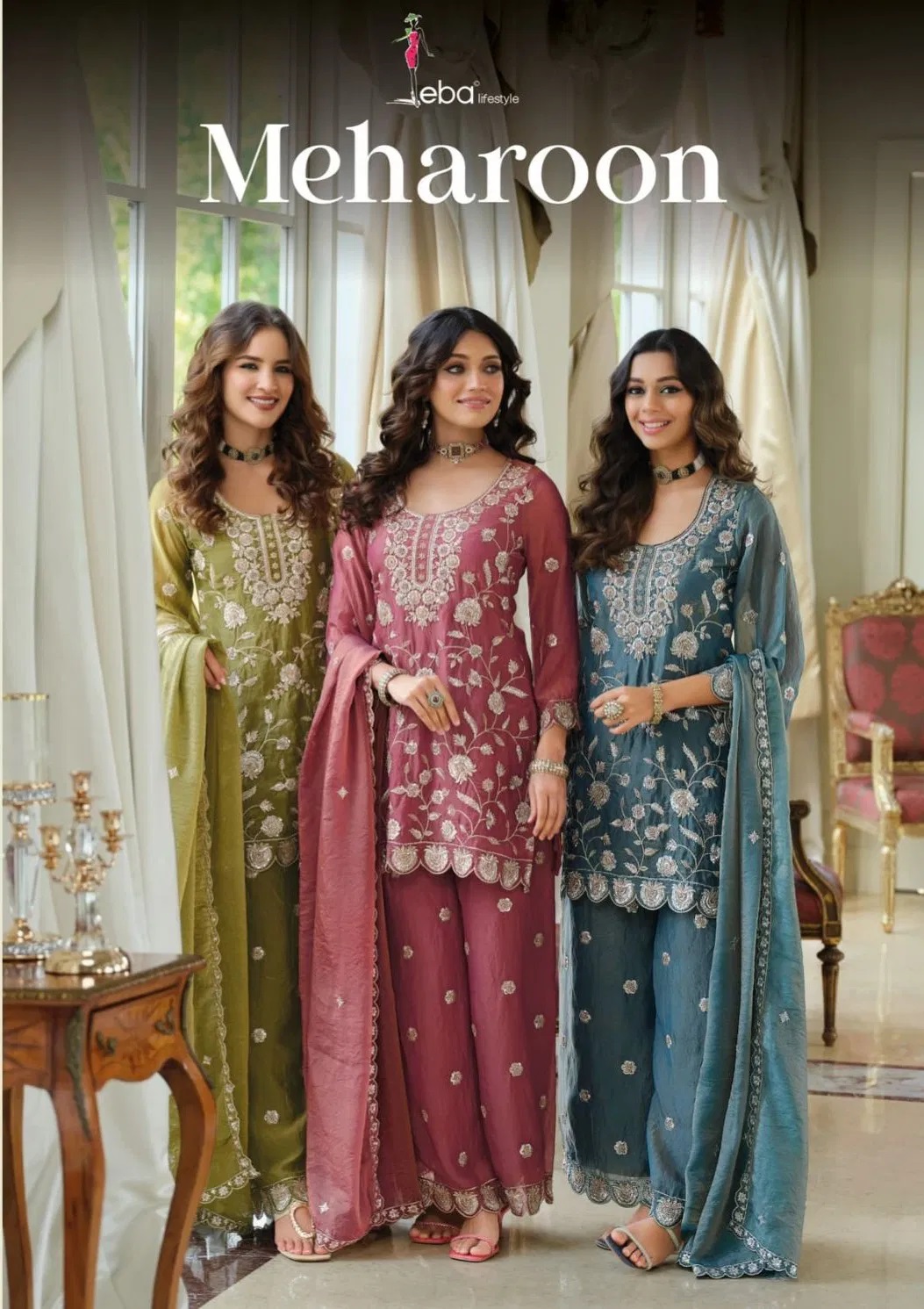 Eba Meharoon Nc Moss Beats Work Designer Salwar Suits Collection