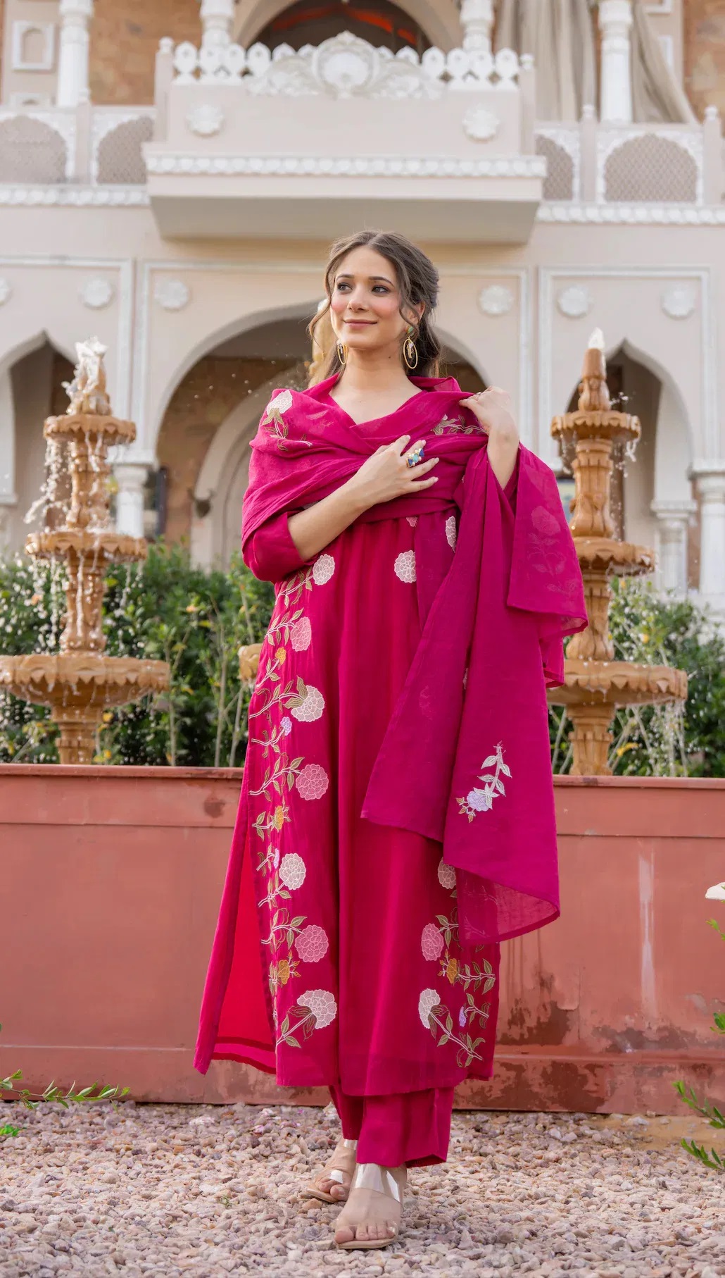 Ramya 01 Chanderi With Embroidery Work Kurti Bottom And Dupatta