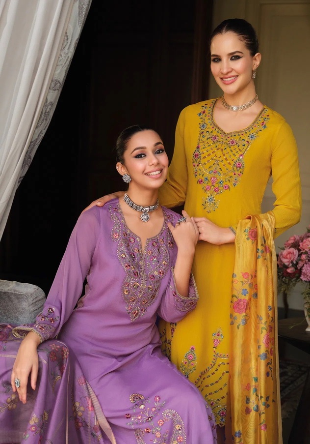 Lily And Lali Helina Embroidery Work Kurti Bottom And Dupatta