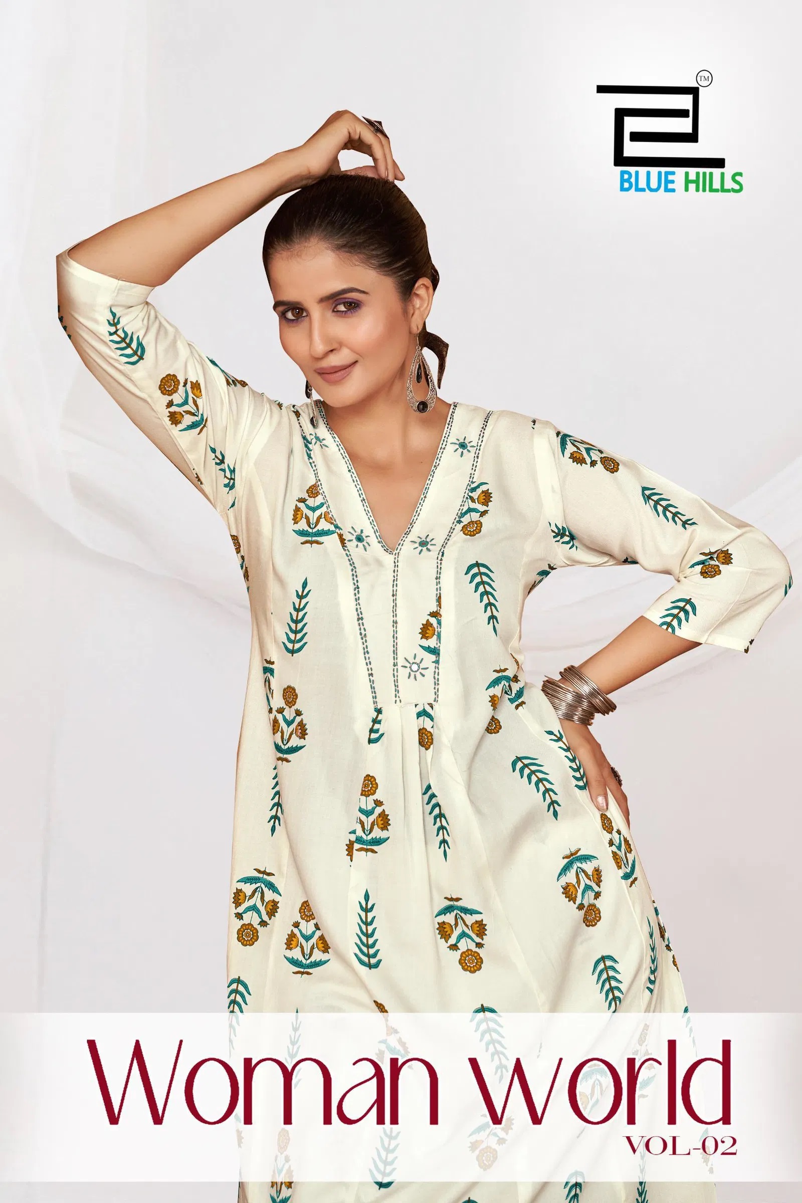 Blue Hills Woman World Vol 2 Rayon Printed Casual Wear Top And Bottom