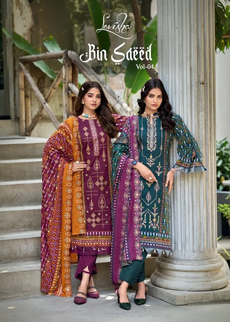 Levisha Bin Saeed Vol 4 Lawn Cotton Designer Dress Material Collection