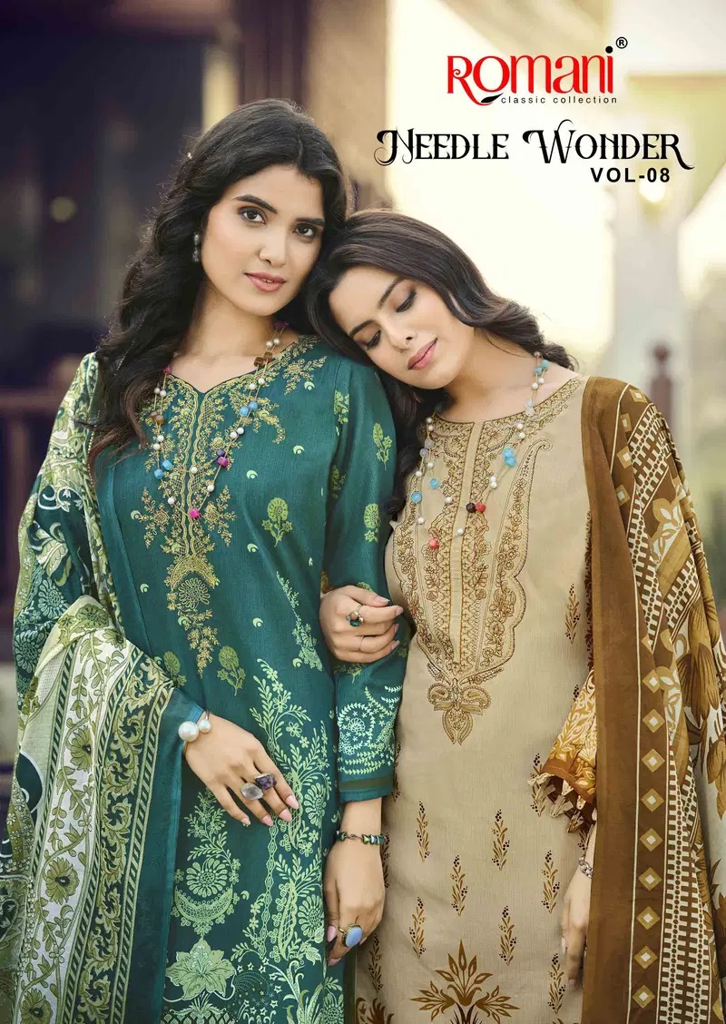 Romani Needle Wonder Vol 8 Cotton Printed Dress Material Collection