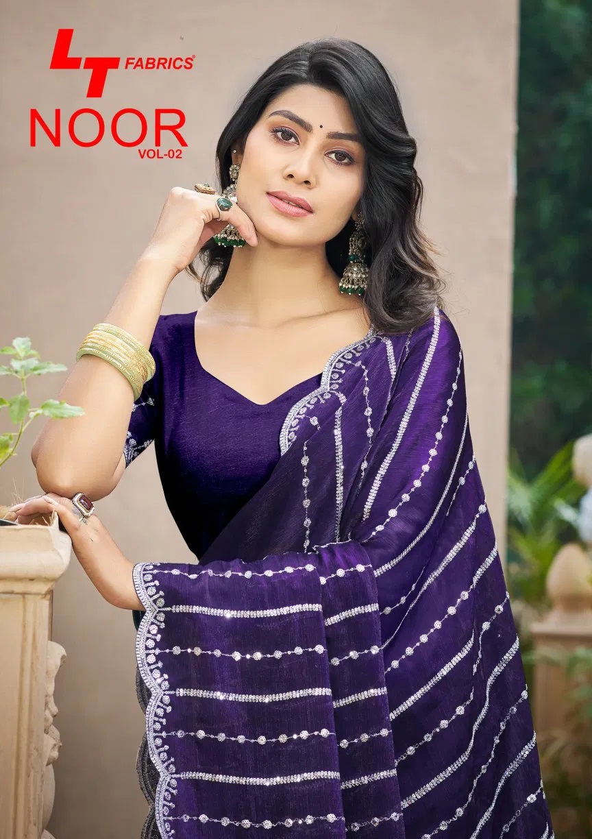 Lt Noor Vol 2 Trending Embroidery Work Party Wear Saree Collection