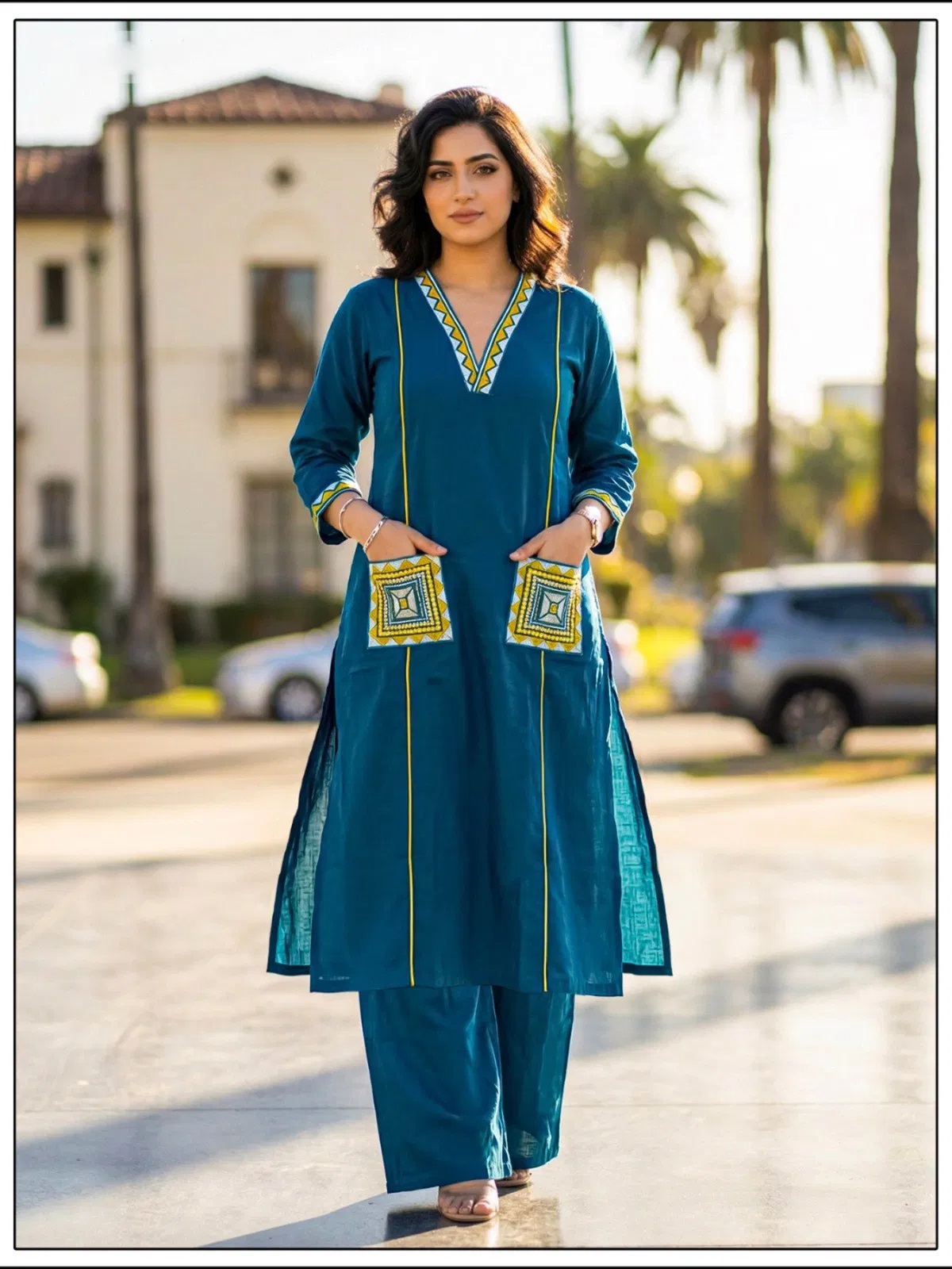 Naisha K 703 Dhabu Cotton Casual Wear Kurti And Bottom Collection