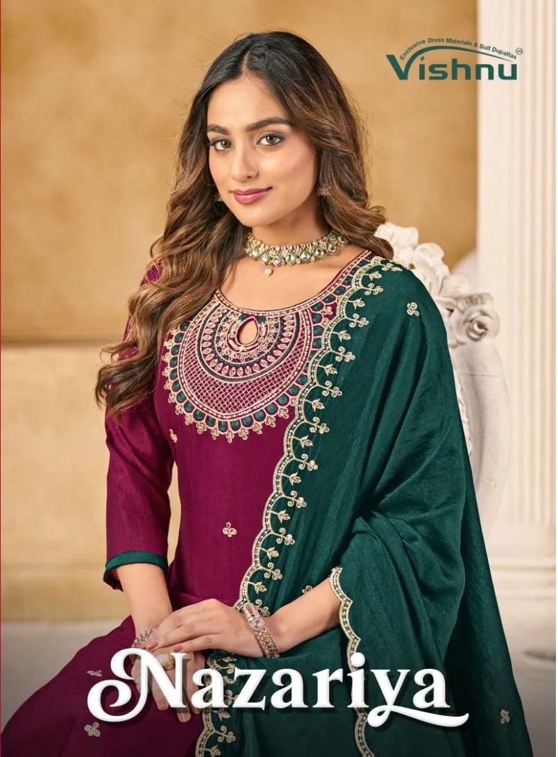 Vishnu Nazariya Vichitra Silk Designer Dress Material Collection