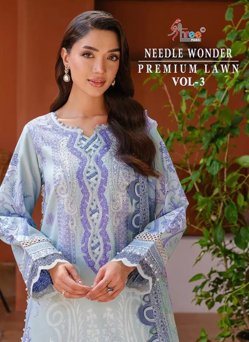 Shree Needle Wonder Premium Lawn Vol 3 Pakistani Suits Cotton Dupatta