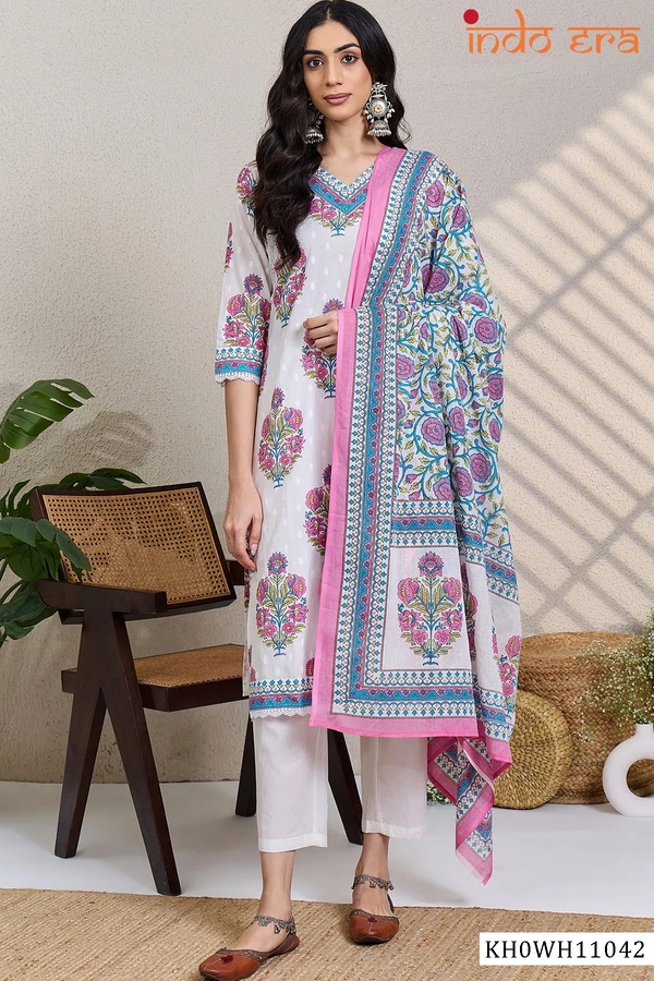 Indo Era 2610 Pure Cotton Mirror Kurta With Pant And Dupatta Collection