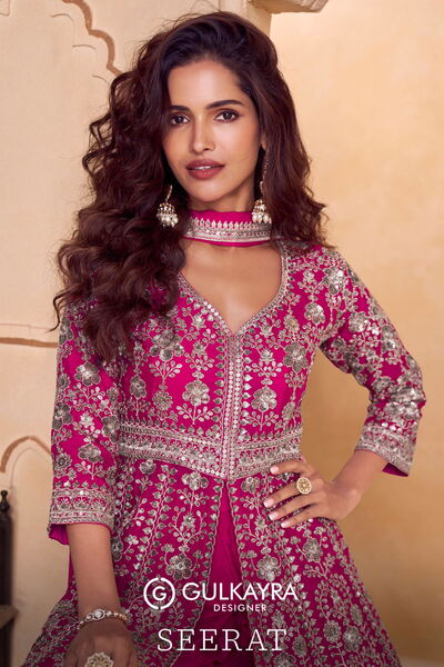 Gulkayra Seerat Chinon With Embroidery Work Salwar Plazzo And Dupatta