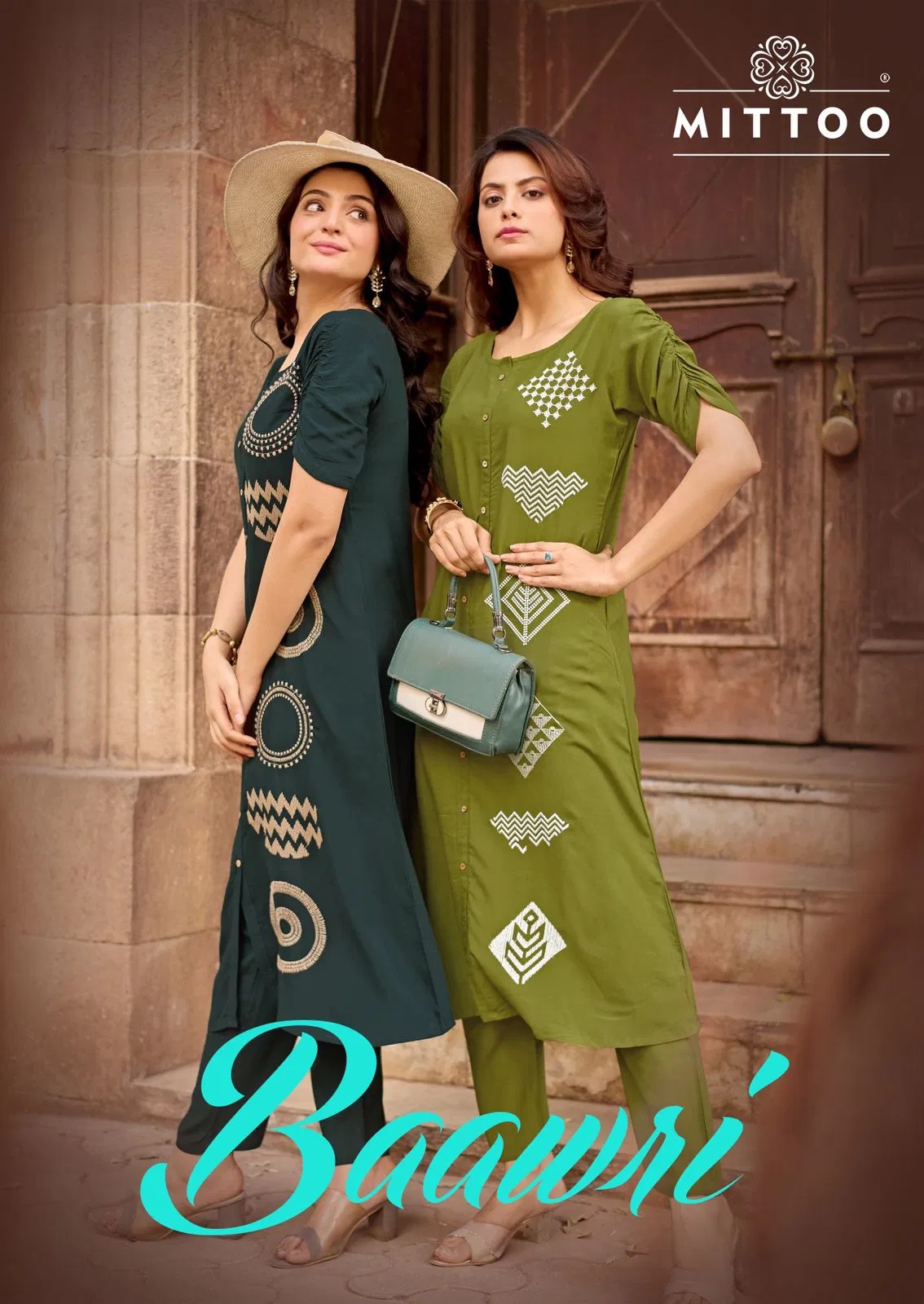 Mittoo Baawri Threadwork Casual Wear Kurti And Bottom Collection