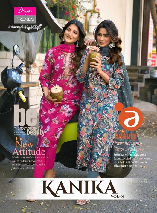Diya Trends Kanika Vol 1 Embroidery Kurti Bottom And Dupatta Collection