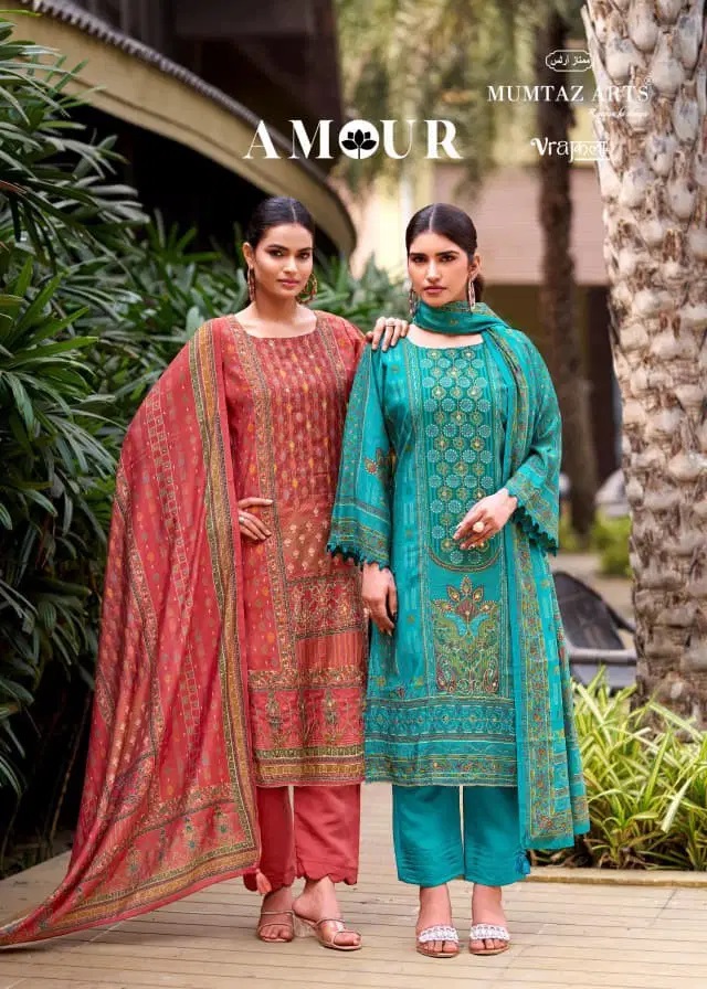 Mumtaz Amour Digital Foil Print Dress Material Collection