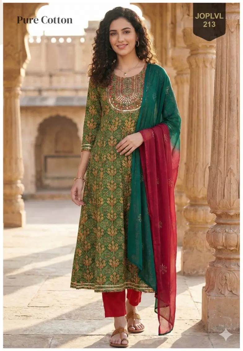 Trendy Janvi Daily Wear Soft Cotton Printed Kurti Pant And Dupatta