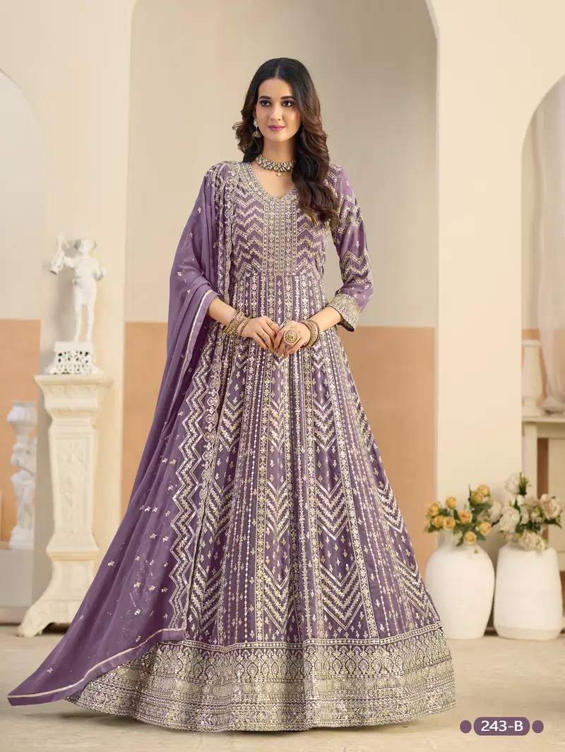 Aanaya Vol 243 Georgette Designer Gown And Dupatta Collection