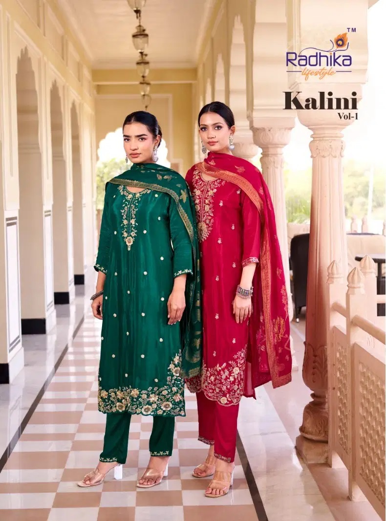 Radhika Kalini Vol 1 Beads Worked Kurti Pant And Dupatta Collection