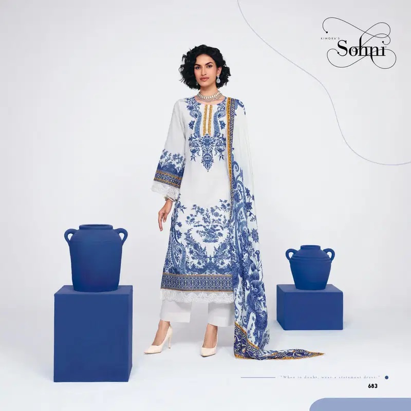 Kimora Sohni Indigo Linen Designer Salwar Kameez Collection
