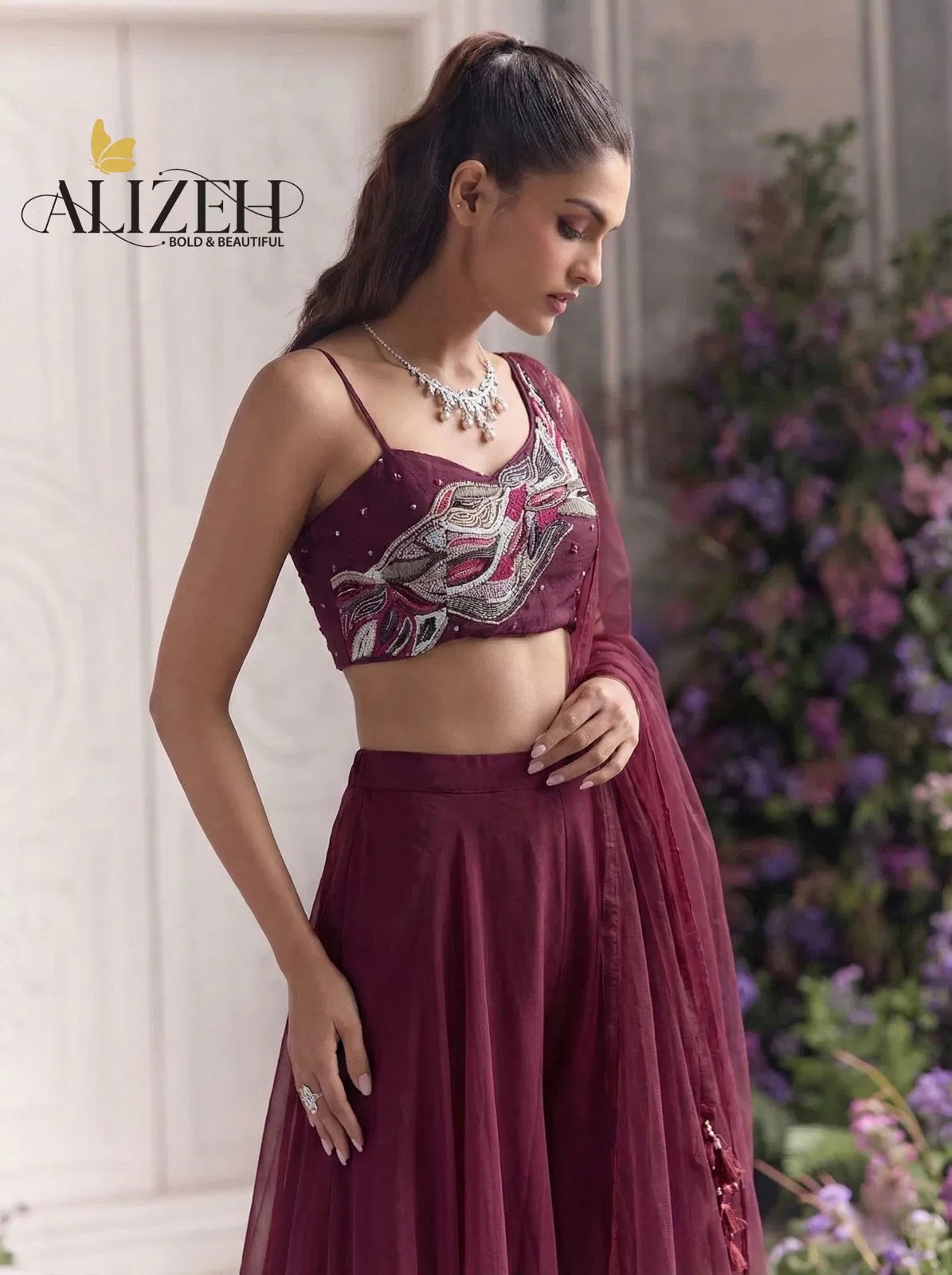 Alizeh 9008 And 9009 Party Wear Choli Sharara And Dupatta Collection