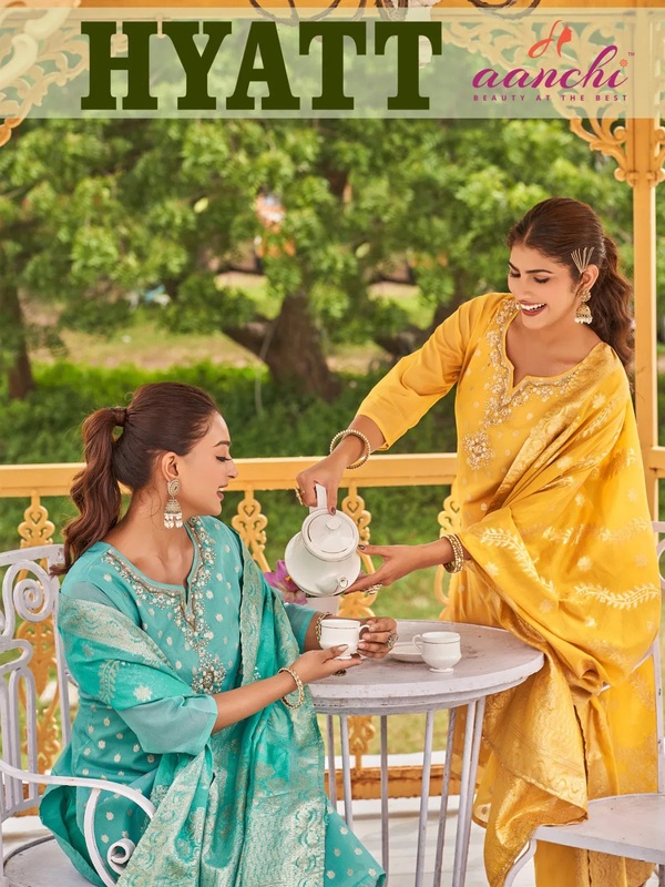 Aanchi Hyatt Shimmer Designer Kurti With Bottom Dupatta