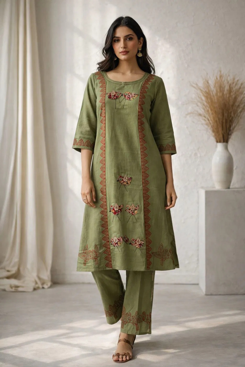 Naisha K 766 Appliqué Work Cotton Kurti With Bottom Collection