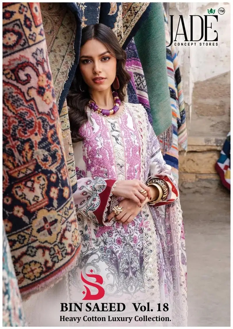 Jade Bin Saeed Vol 18 Lawn Cotton Pakistani Dress Material Collection