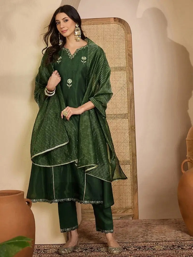 Navya Kurti 230 Shimmer Silk Anarkali Kurti Bottom With Dupatta