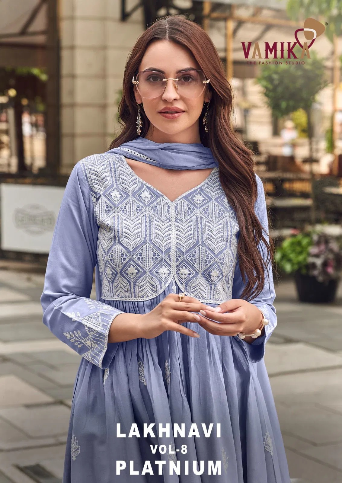 Vamika Lakhnavi Vol 8 Premium Threadwork Kurti Bottom And Dupatta