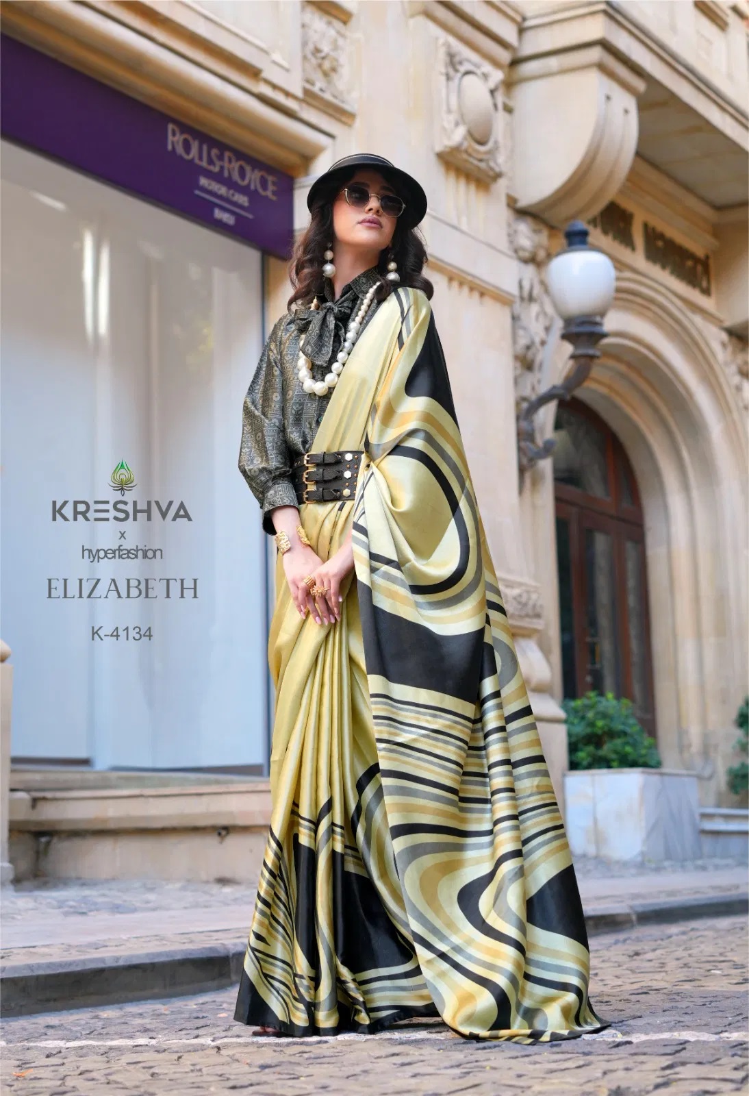 Kreshva Elizabeth Satin Silk Party Wear Saree Collection