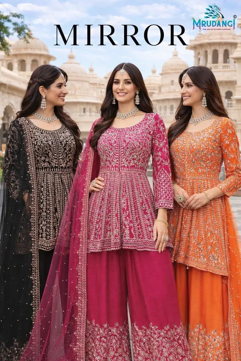 Mrudangi Mirror Premium Chinon Designer Salwar Suits