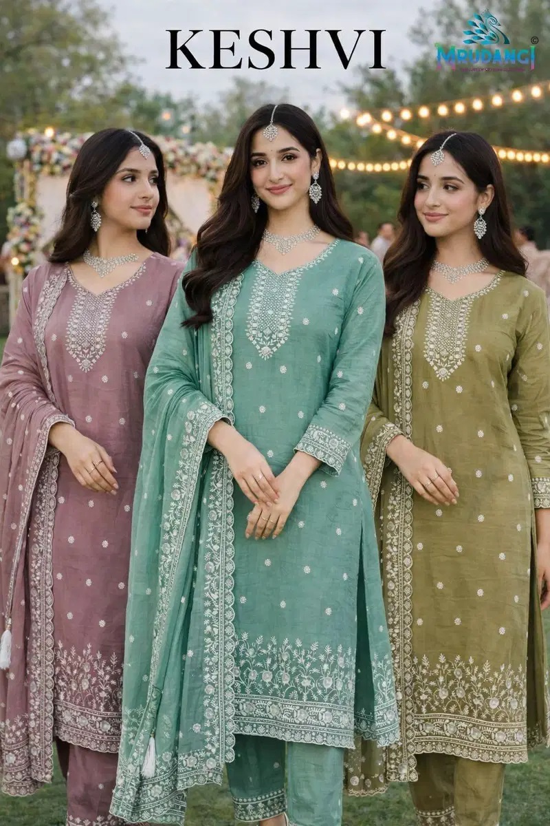 Mrudangi Keshvi Gold Crush Embroidered Work Salwar Suits