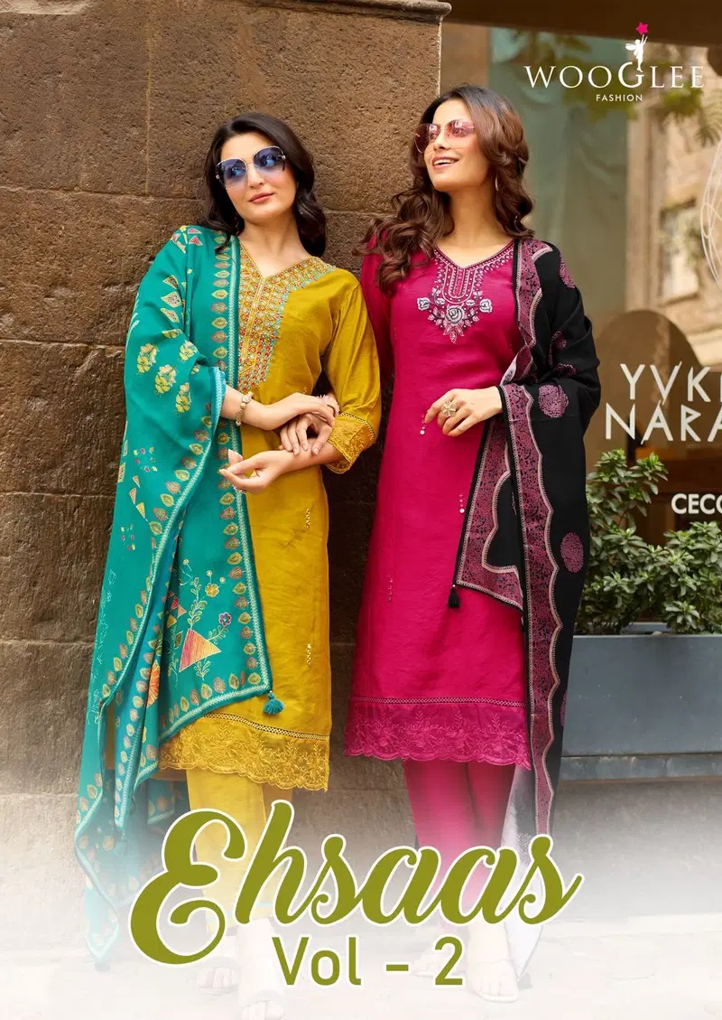 Wooglee Ehsaas Vol 2 Thread Worked Kurti With Bottom Dupatta