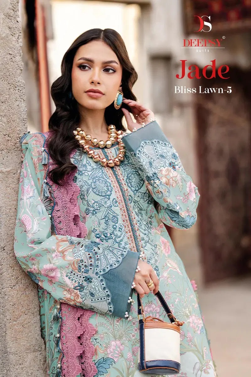 Deepsy jade Bliss Vol 5 Cotton Patch Salwar Kameez Chiffon Dupatta