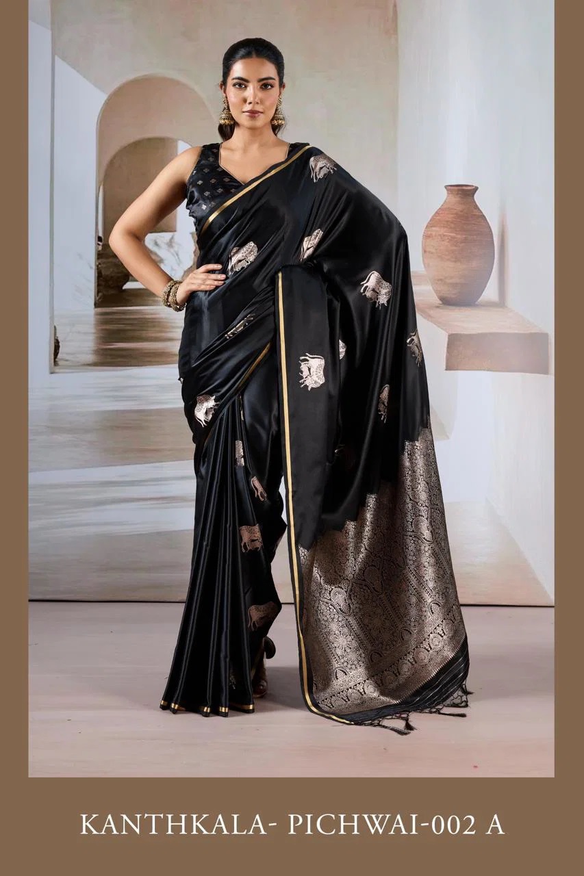 Kanthkala Pichwai 002 A to F Pure Satin Handloom Saree Collection