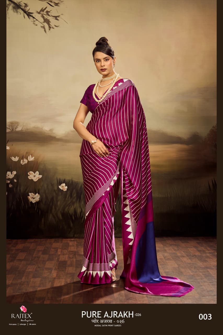 Rajtex Pure Ajrakh 026 Ajrakh Printed Saree Collection