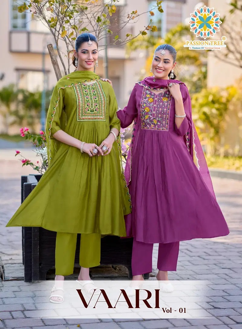 Vaari Vol 1 Passion Tree Mal Chanderi Kurti With Bottom Dupatta