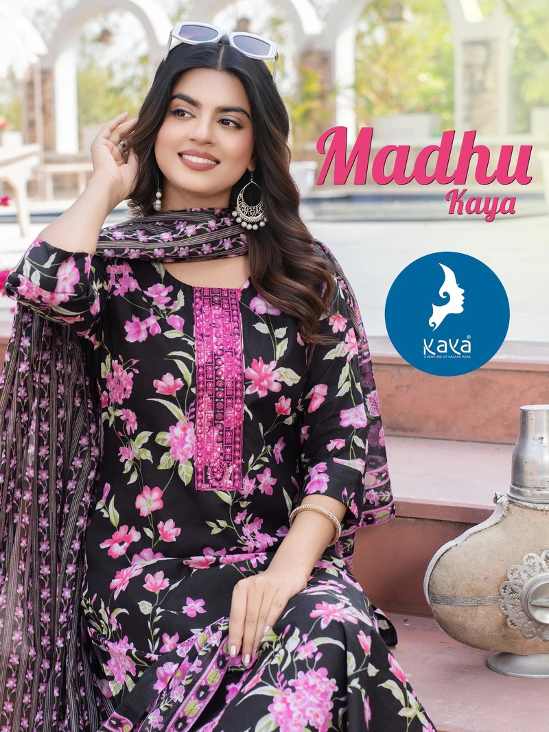 Kaya Madhu Printed Cotton Kurti With Bottom Dupatta