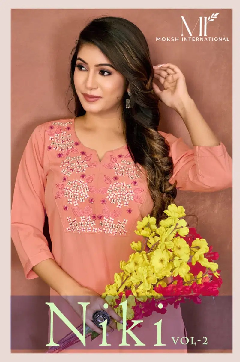 Moksh Niki Vol 2 Rinkal Embroidered Short Kurti Collection
